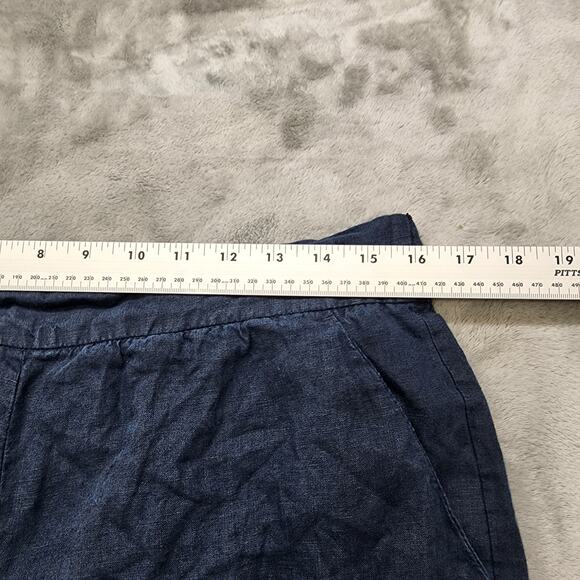 Daily Ritual Pants Womens 12 Blue Linen Pull On Wide Leg Crop Culotte Lagenlook - Picture 5 of 9